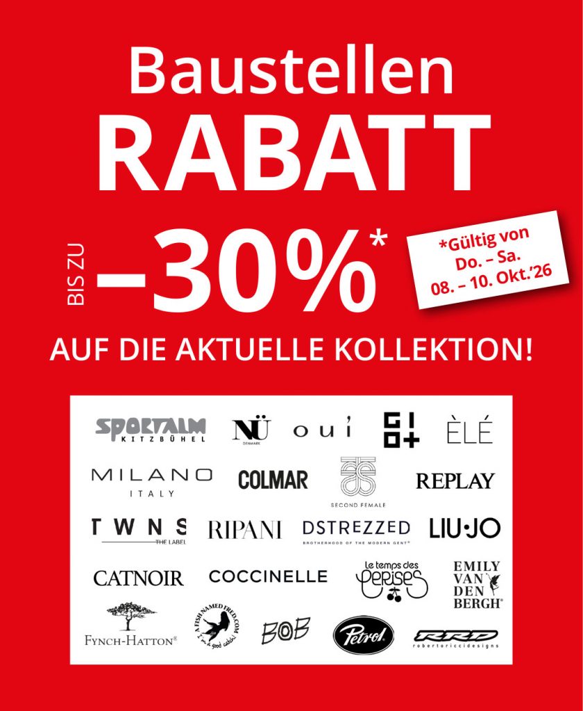 Baustellen RABATT, bis zu -30% (vom 8.-10.10.2026)